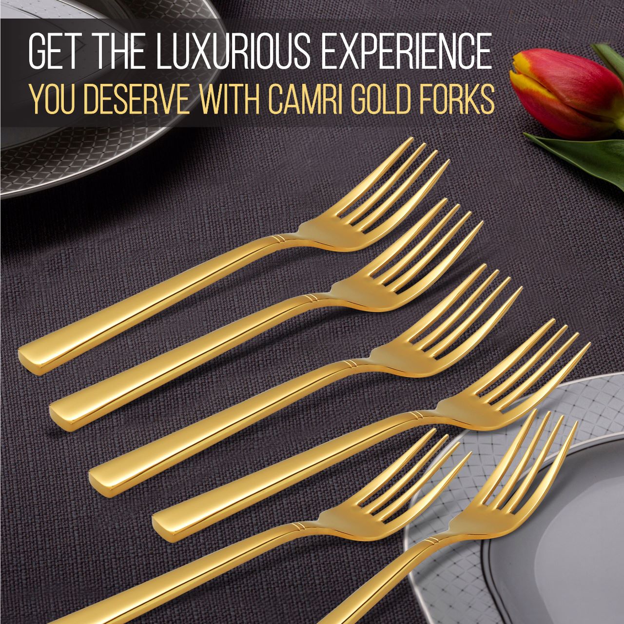 CAMRI Dinner Fork C37 GoldPack of 6 Camri